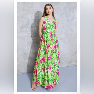 Flying Tomato Dress Maxi Floral Pink Green Size S